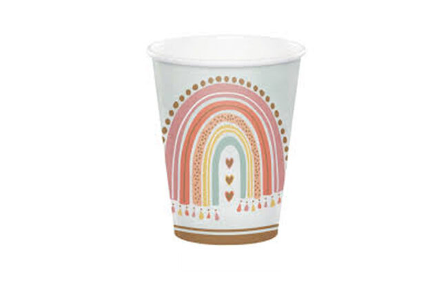 HOT/COLD CUP 9OZ BOHO RAINBOW 8PCS