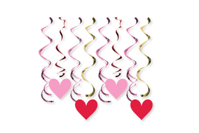 SPLIT DIZZY DANGLERS VALENTINE'S HEARTS 8PCS