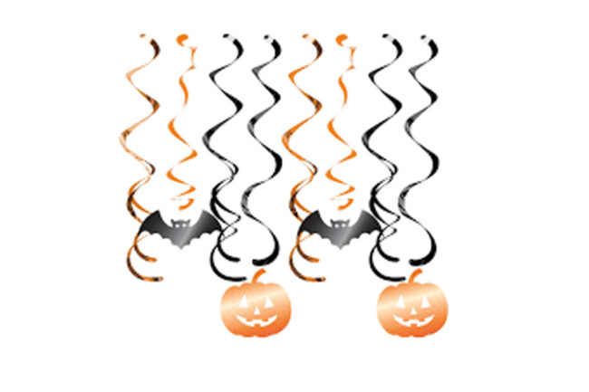 SPLIT DIZZY DANGLERS HALLOWEEN BATS & PUMPKINS 8PCS