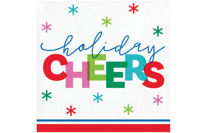 BEVERAGE NAPKINS 2PLY HOLIDAY CHEERS 16PCS