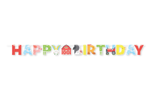 BANNER LETTER WITH RIBBON FARM ANIMALS 15X254CM