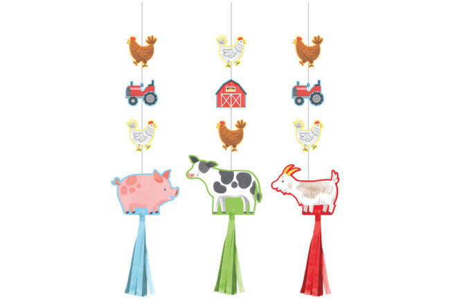 HANGING CUTOUTS WITH TASSELS FARM ANIMALS 68.6X18CM