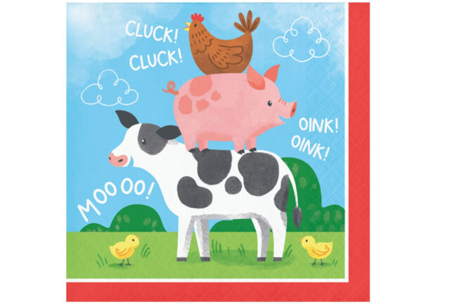 LUNCHEON NAPKINS 2PLY FARM ANIMALS 16PCS