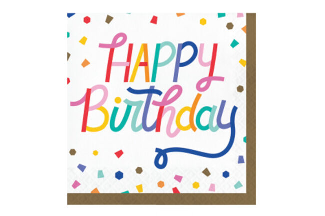 LUNCHEON NAPKINS 2PLY METALLIC BIRTHDAY CONFETTI 16PCS