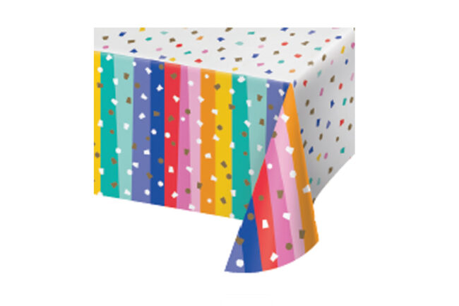 PAPER TABLECLOTH ALL OVER PRINT BIRTHDAY CONFETTI 137X259CM