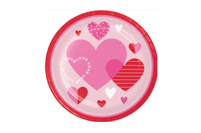 DINNER PLATES VALENTINES TEXTURES ROUND 23CM 8PCS