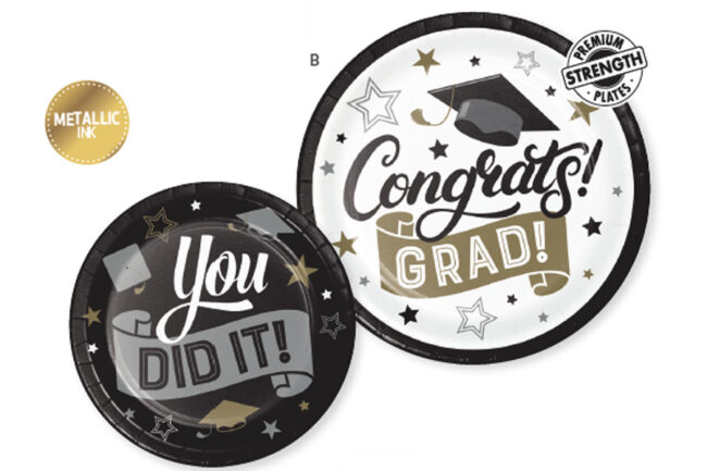 PLATES GRAD GLAMOUR 8PCS
