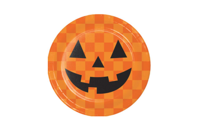 PLATES RETRO HALLOWEEN JACK-O-LANTERN ROUND 18CM 8PCS