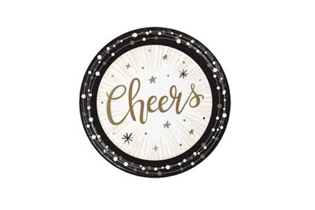 LUNCHEON PLATES NEW YEARS SHIMMER ROUND 18CM 8PCS