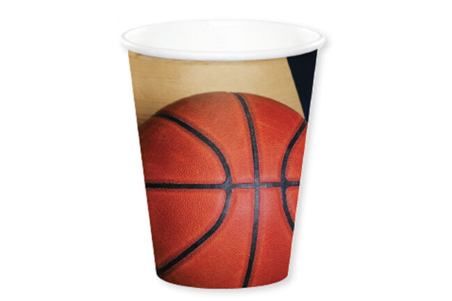 HOT/COLD CUP 9OZ SPORTS FANATIC BASKETBALL 8PCS