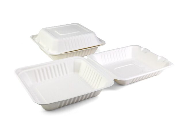 SENZA SUGARCANE FOOD CONTAINER SQUARE 1-COMP.203X203X80MM 40PCS
