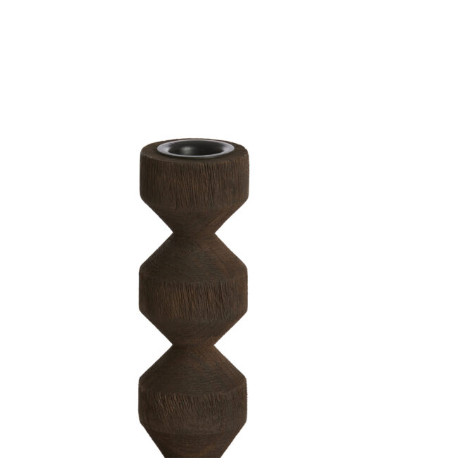 CANDLE STICK DOZZA WOOD MATT DARK BROWN - Image 4