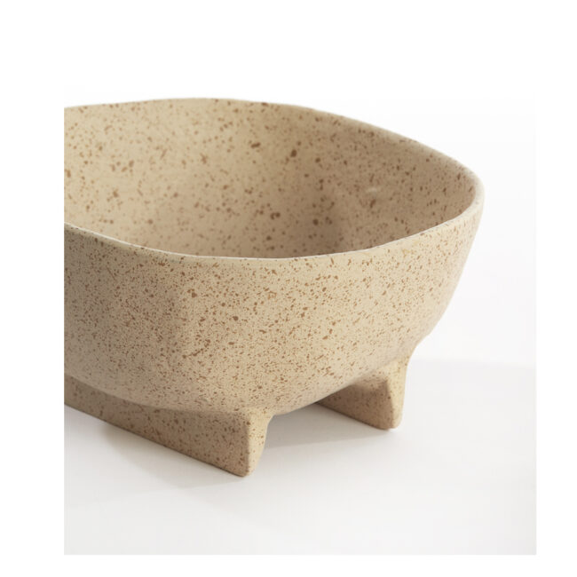 DISH ON BASE ROSANA SAND LIGHT BROWN SPOTTED 16X15.5X8.5CM - Image 3