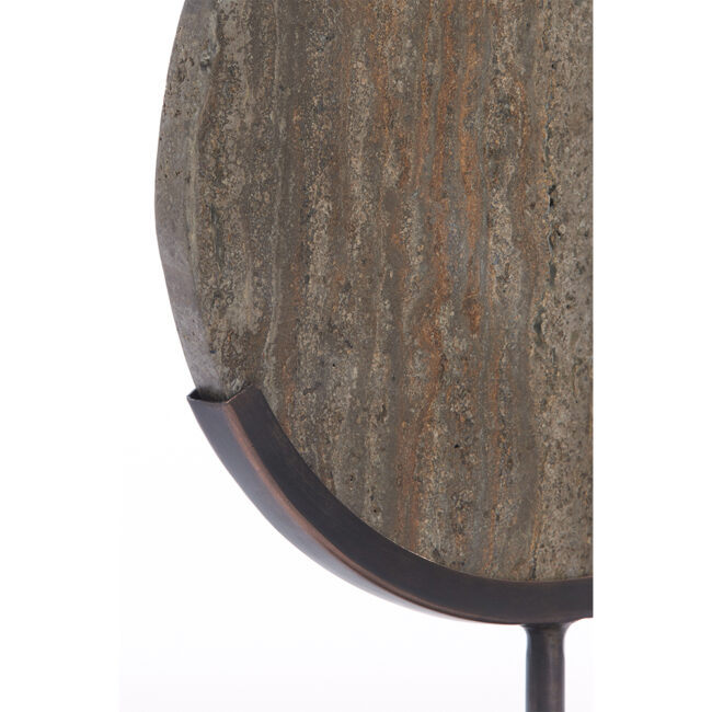 ORNAMENT ON BASE MORENO  DARK BROWN TRAVERTINE 25.5X10X38.5CM - Image 3