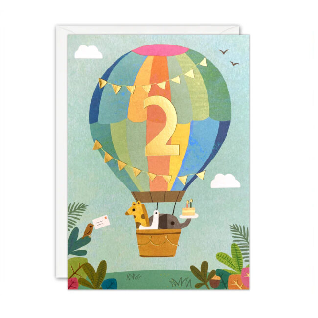 AGE 2 BALLOON ACORNS BIRTHDAY CARD