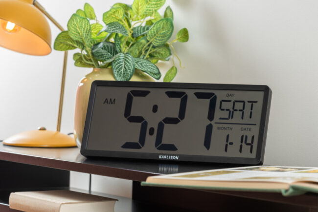 WALL/TABLE CLOCK RETRO LCD BLACK - Image 3
