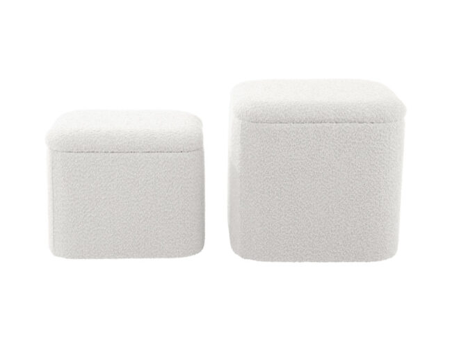 SET OF 2 POUF ADA STORAGE BOUCLE OFF WHITE - Image 2