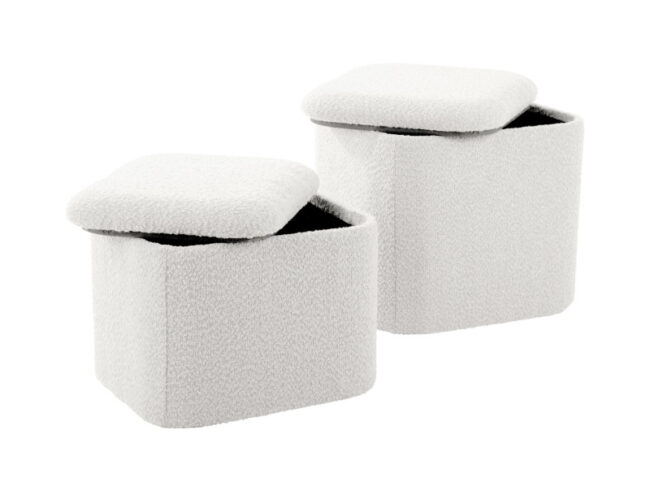 SET OF 2 POUF ADA STORAGE BOUCLE OFF WHITE - Image 3