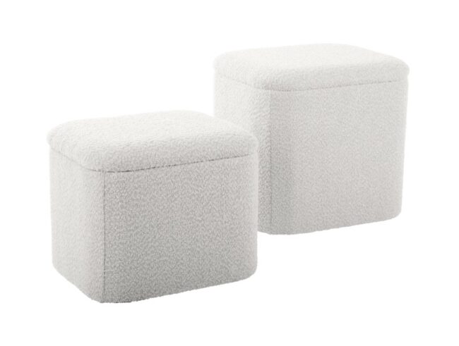 SET OF 2 POUF ADA STORAGE BOUCLE OFF WHITE