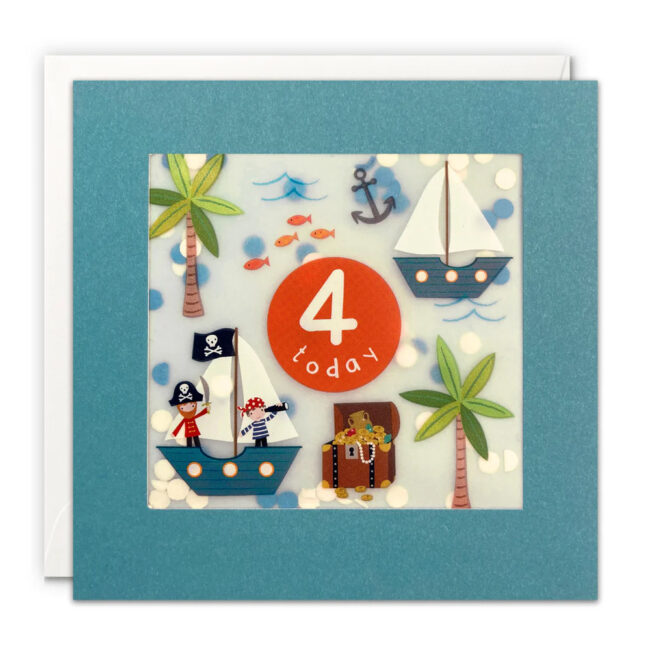AGE 4 PIRATES BIRTHDAY CARD
