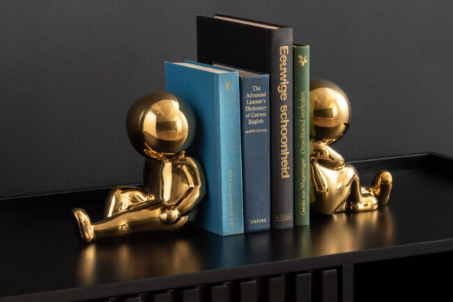 SET OF 2 BOOKEND JOEY CERAMIC GOLD PLATED - Image 3