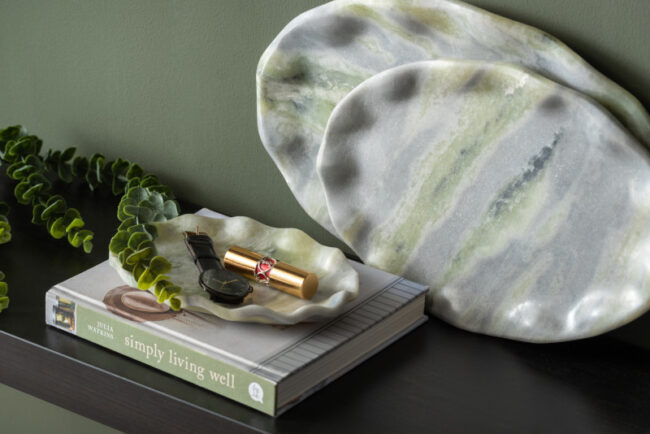 TRAY WAVED OVAL MARBLE HIMALAYAN GREEN - Image 3