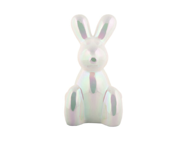 STATUE BALLOON BUNNY LARGE CERAMIC WHITE PLATED 11.5X20CM - Image 2
