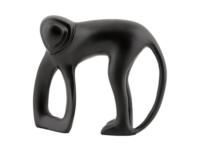 STATUE MONKEY ALUMINIUM MATT BLACK 5X15CM