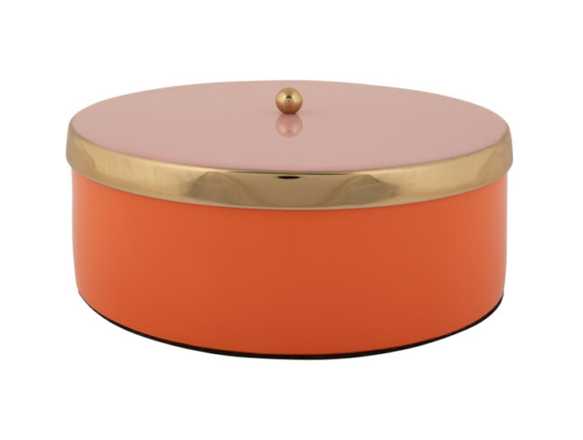 STORAGE BOX DOUBLE FUNKY LARGE ORANGE PINK 20.5X7CM