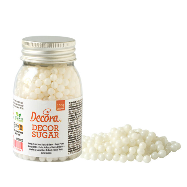 SUGAR PEARLS SHINY WHITE 5MM 100G