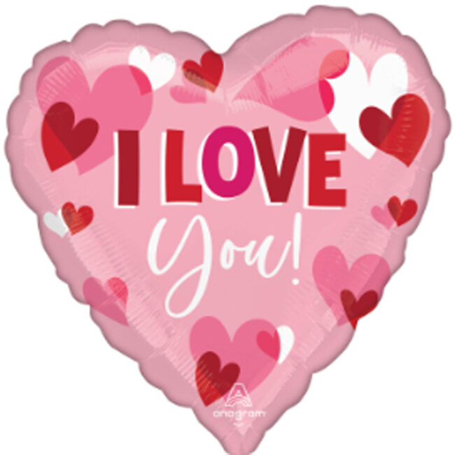 JUMBO I LOVE YOU PLAYFUL HEARTS FOIL BALLOON P32 PACKAGED 71CM X 71CM