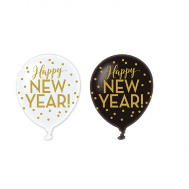 LATEX BALLOONS HAPPY NEW YEAR 27.5CM 6CPS