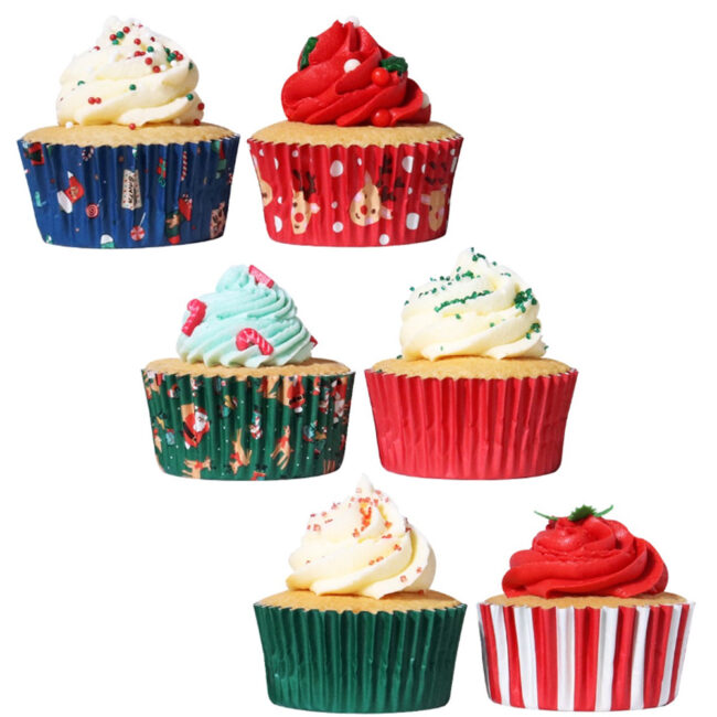 CHRISTMAS SANTA MIX FOIL -LINED CUPCAKE CASES 100PCS - Image 5
