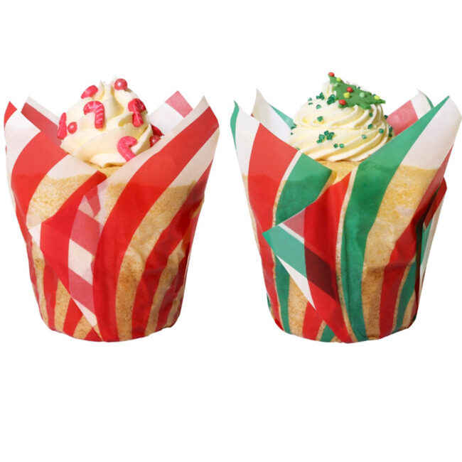 CHRISTMAS CANDY CANE TULIP MUFFIN CASES 24PCS - Image 5