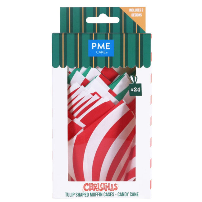 CHRISTMAS CANDY CANE TULIP MUFFIN CASES 24PCS - Image 3