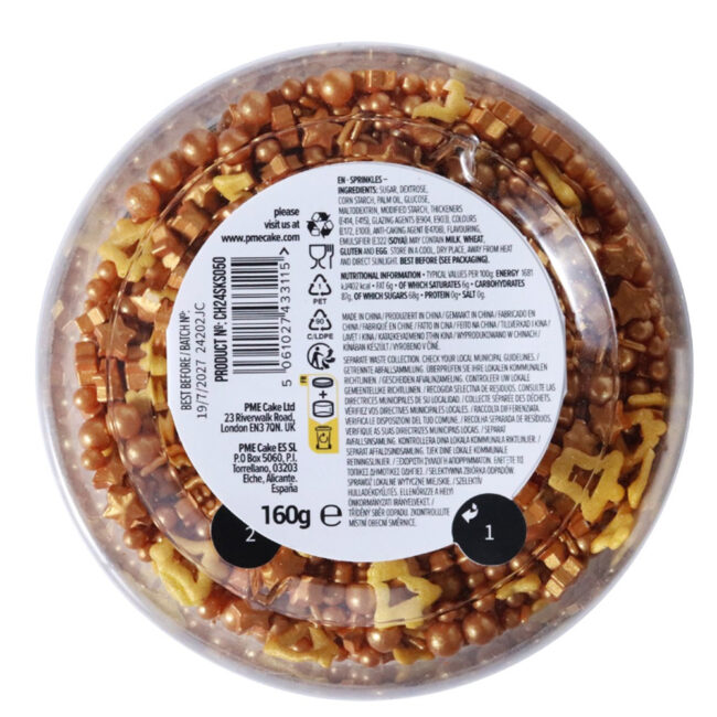 CHRISTMAS GOLD JINGLE BELLS SPRINKLES 160GR - Image 6