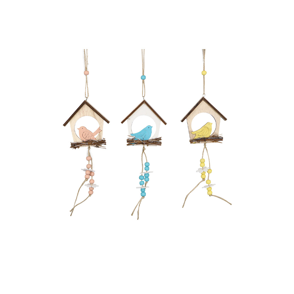 WOODEN BIRDHOUSE HANGER 9.8X10X1.8CM