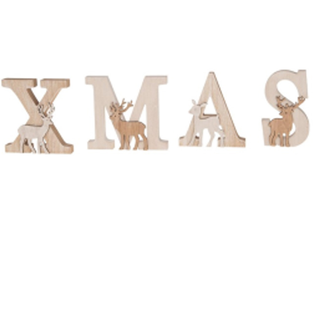 WOODEN XMAS 4PC 45X1.8X13CM