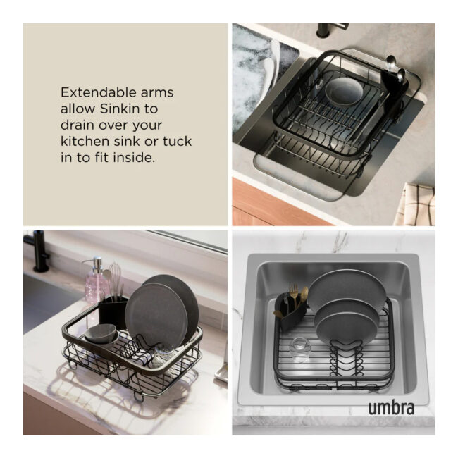 SINKIN MULTI-USE DISH RACK BLACK 36X29X14CM - Image 6