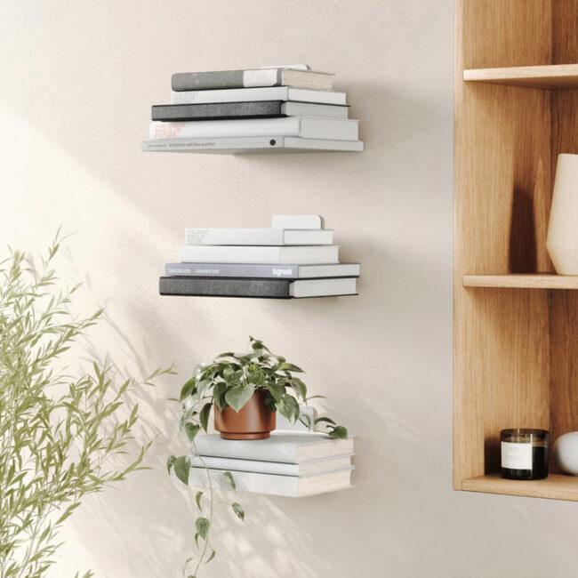 SET OF 3 CONCEAL SHELVES SILVER - Image 4
