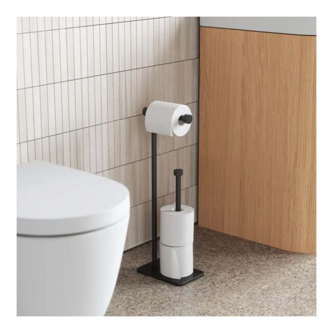 CAPPA TOILET PAPER HOLDER AND RESERVE BLACK 20X12X52CM - Image 4