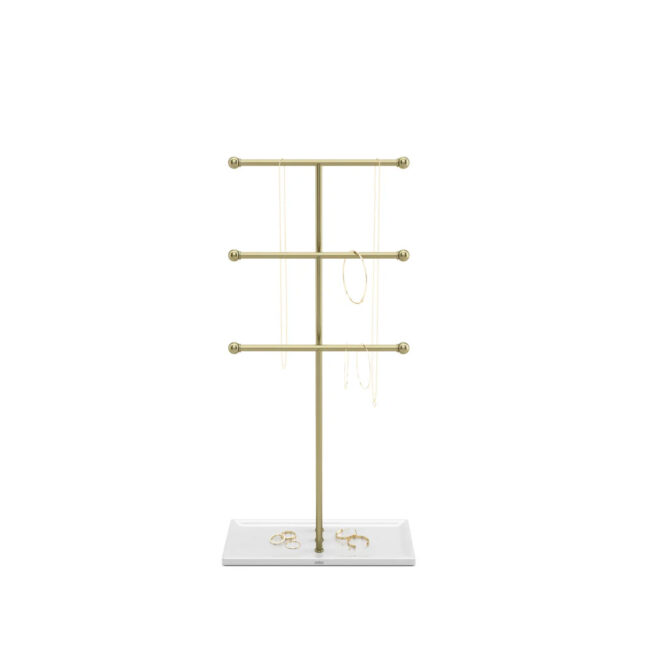 TRIGEM JEWELRY STAND WHITE/BRASS 23X10X48CM - Image 6