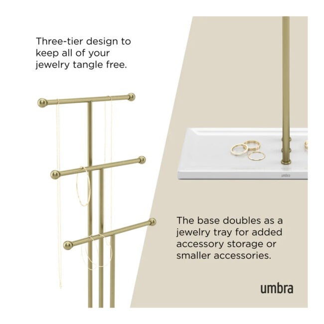 TRIGEM JEWELRY STAND WHITE/BRASS 23X10X48CM - Image 7