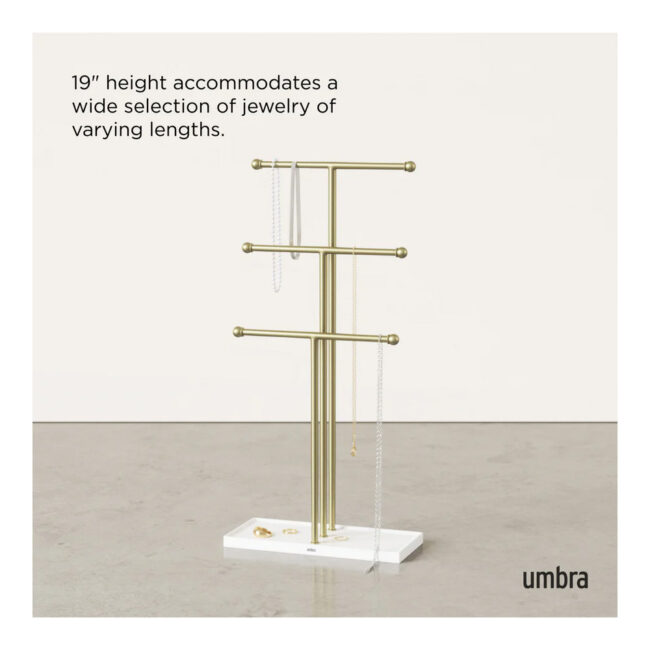 TRIGEM JEWELRY STAND WHITE/BRASS 23X10X48CM - Image 8