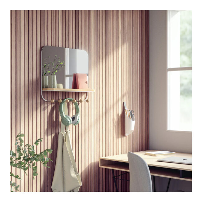 ESTIQUE MIRROR WITH HOOKS WHITE-NATURAL 46X10X41CM - Image 5