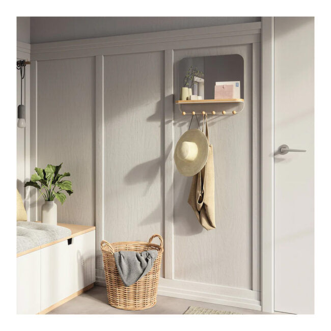 ESTIQUE MIRROR WITH HOOKS WHITE-NATURAL 46X10X41CM - Image 6