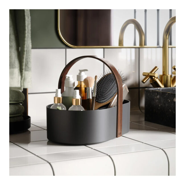 BELLWOOD STORAGE CADDY BLACK/WALNUT 30X20X23CM - Image 3