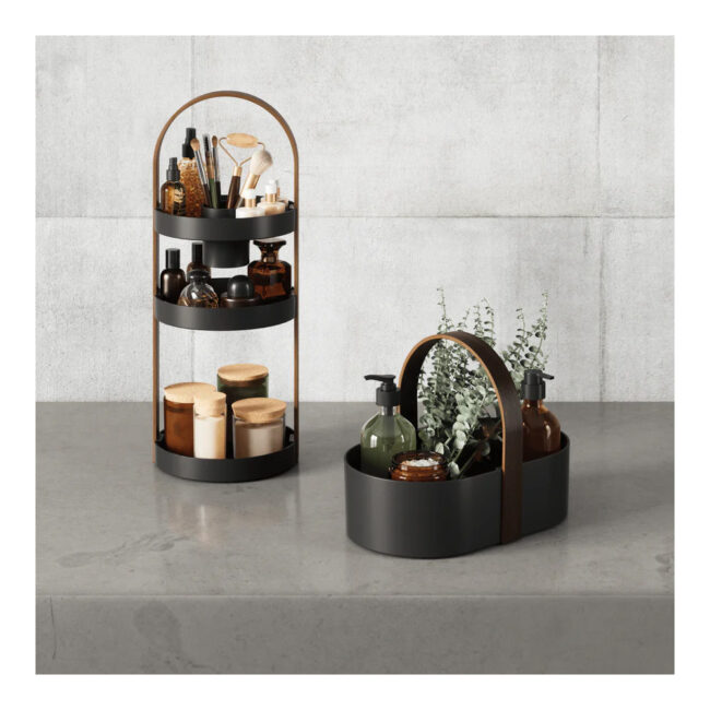 BELLWOOD STORAGE CADDY BLACK/WALNUT 30X20X23CM - Image 4