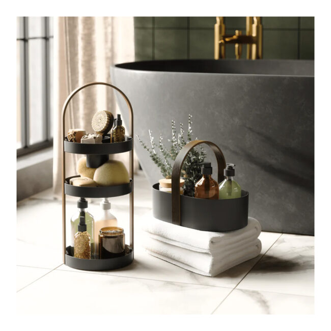 BELLWOOD STORAGE CADDY BLACK/WALNUT 30X20X23CM - Image 5