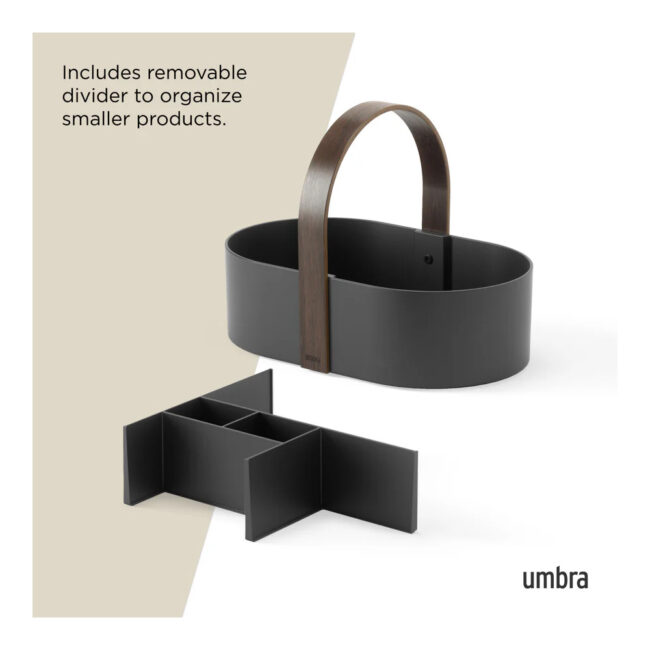 BELLWOOD STORAGE CADDY BLACK/WALNUT 30X20X23CM - Image 8